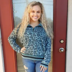 Animal Print Quarter-zip pullover | Vintage Havana