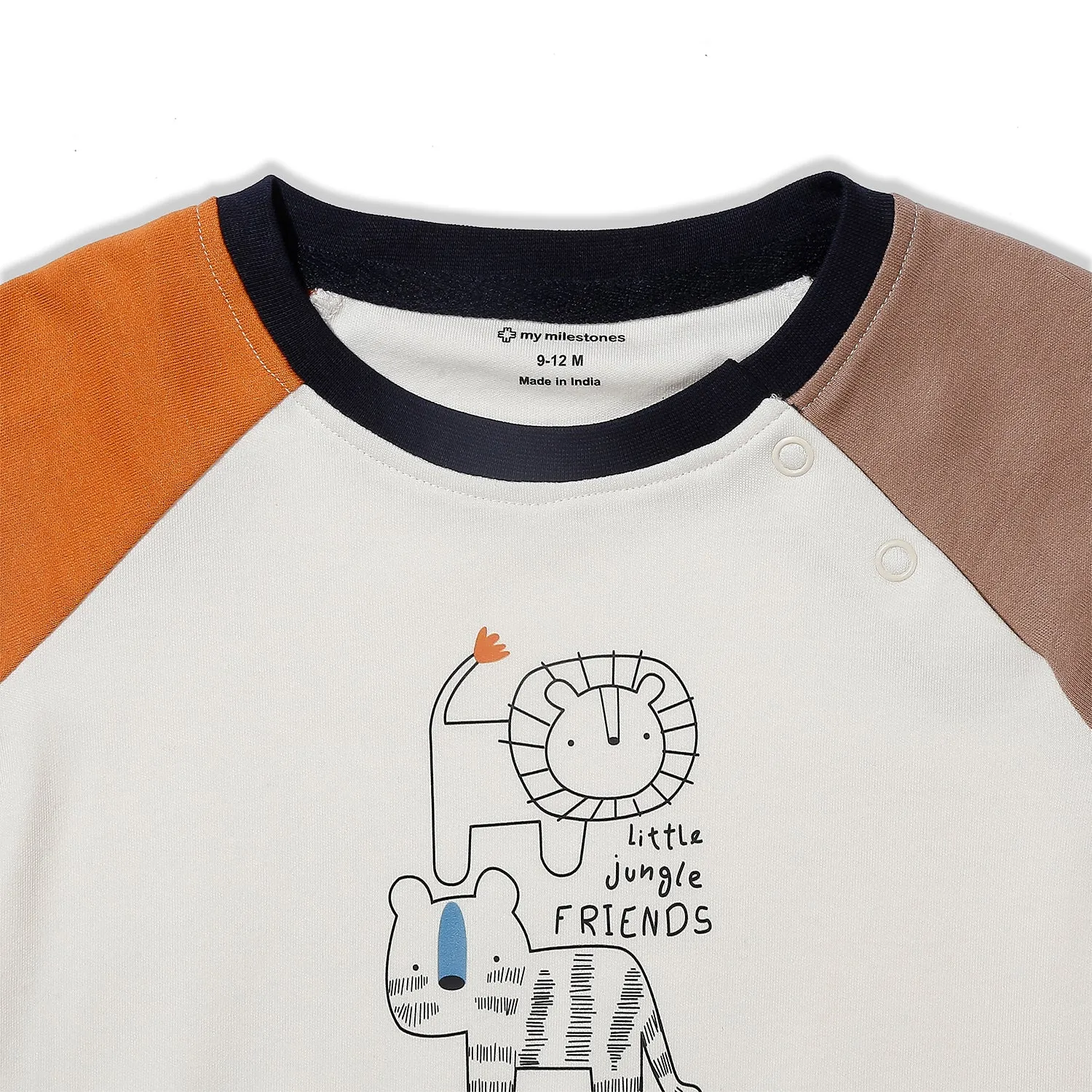 Animal, Raglan Color Block Sleeves Romper