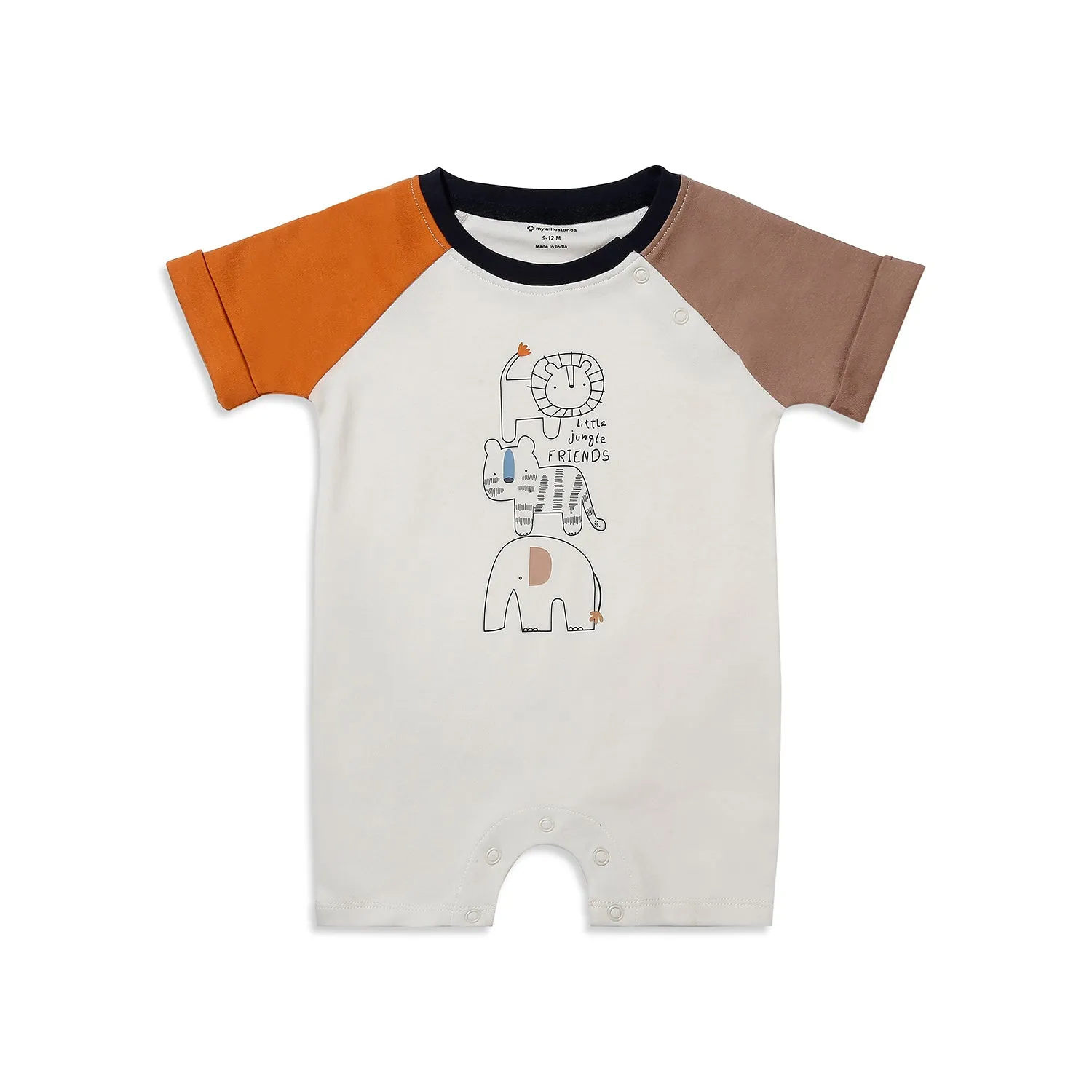Animal, Raglan Color Block Sleeves Romper