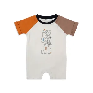 Animal, Raglan Color Block Sleeves Romper