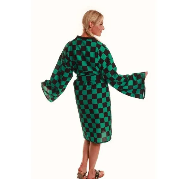Anime Demon Kimono - Green and Black Check