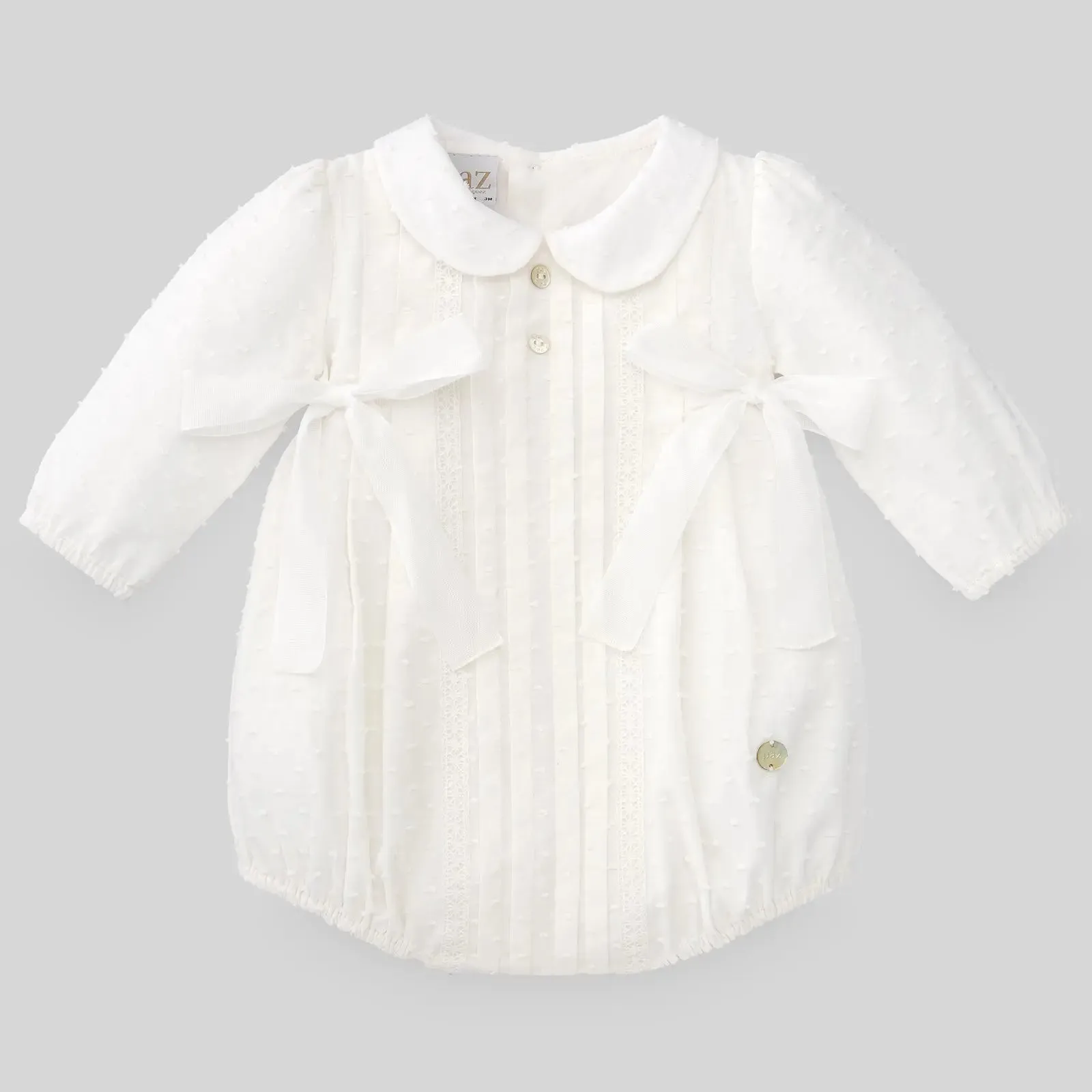Baby boys romper and bonnet set - cream