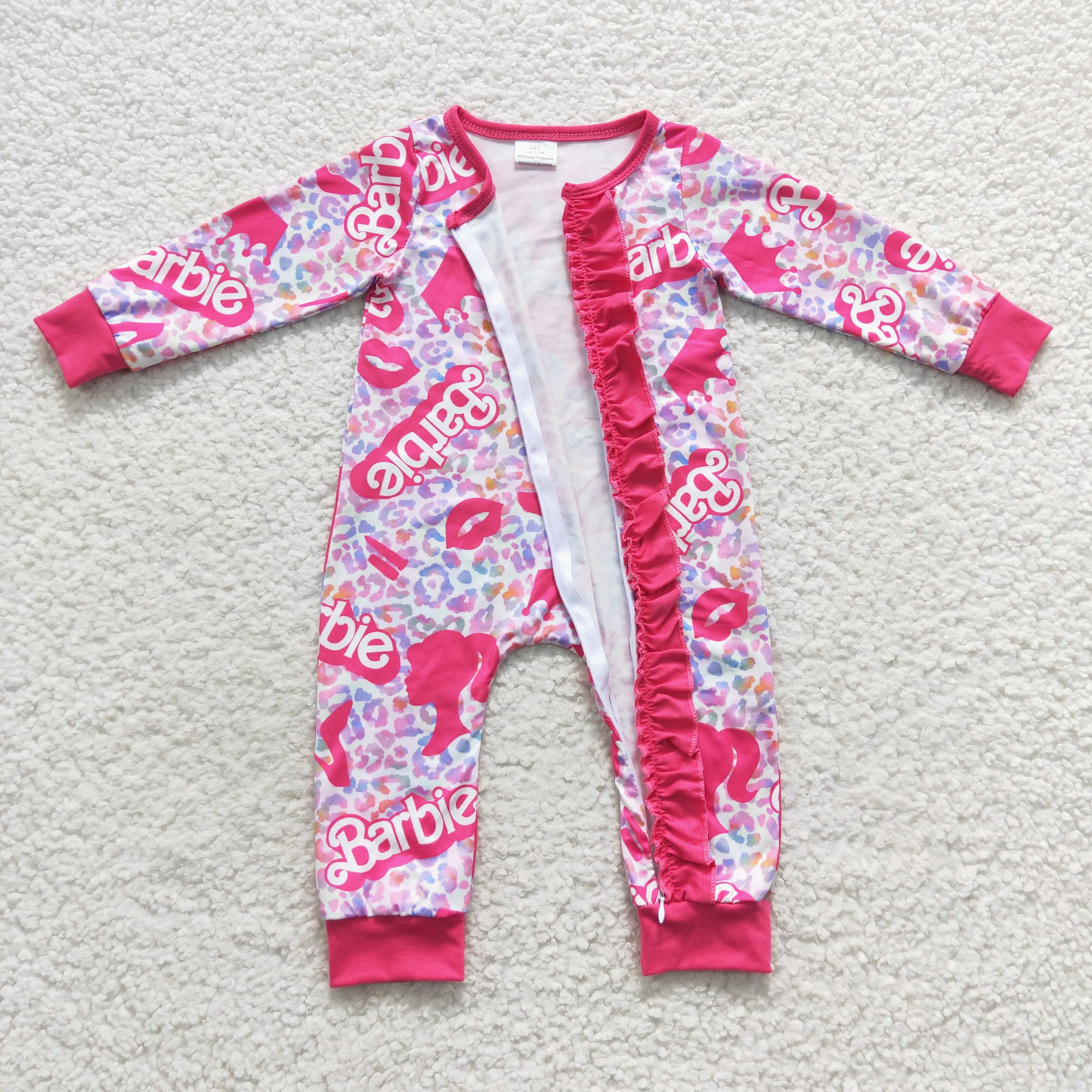 baby cartoon princess pink zipper onesie LR0481