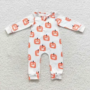 baby Halloween pumpkin smile face zipper onesie LR0495
