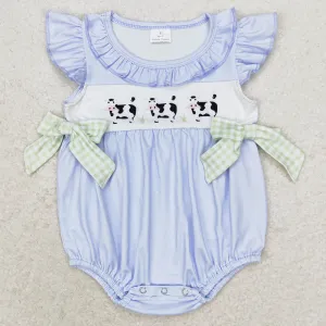Baby Infant Girls Rompers Bows Cows Flutter Sleeve Rompers SR1696