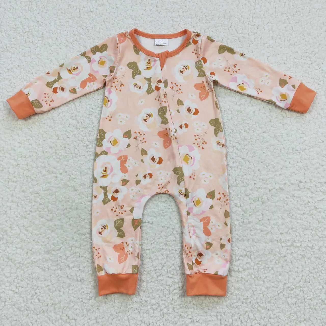 babyorange floral print zipper onesie LR0476