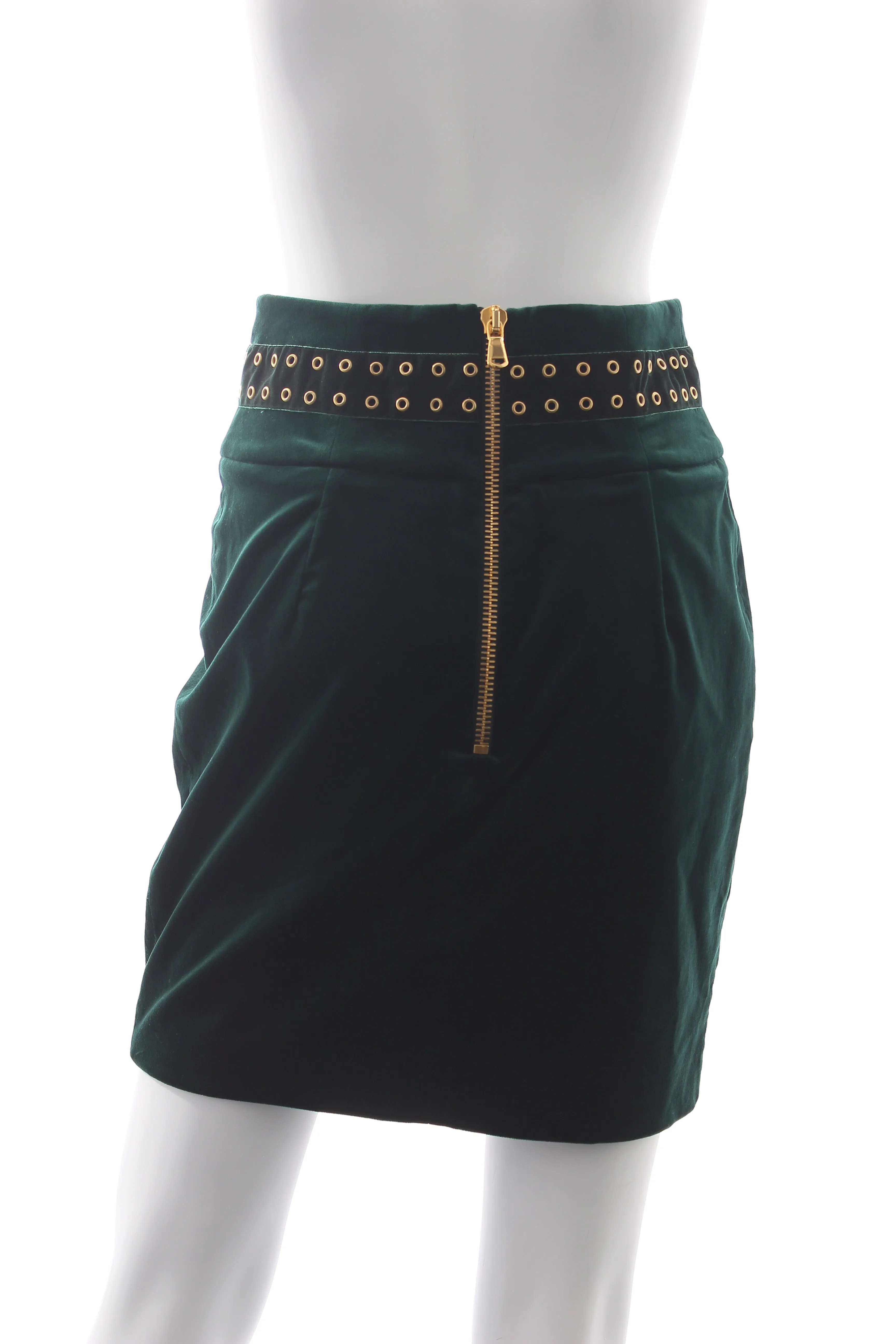 Balmain Eyelet-Embellished Velvet Mini Skirt
