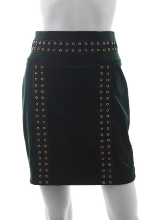 Balmain Eyelet-Embellished Velvet Mini Skirt