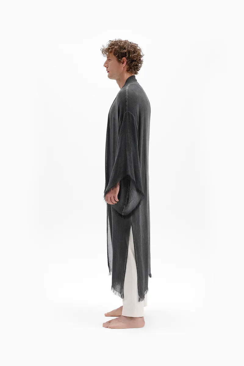 Bamboo Gray Men's Long Kimono