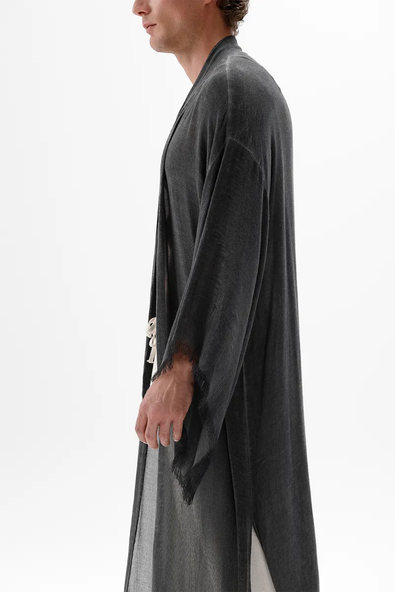Bamboo Gray Men's Long Kimono