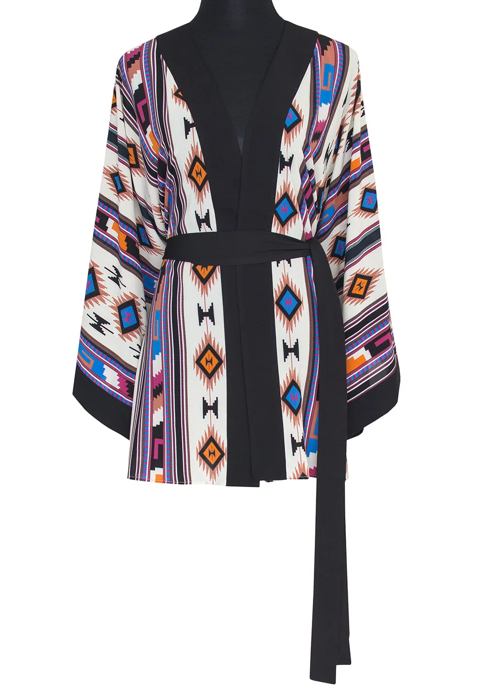 Boho - Blue Navajo Kimono Skull (Black)