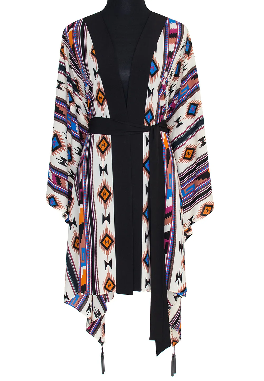 Boho - Blue Navajo Kimono Skull (Black)