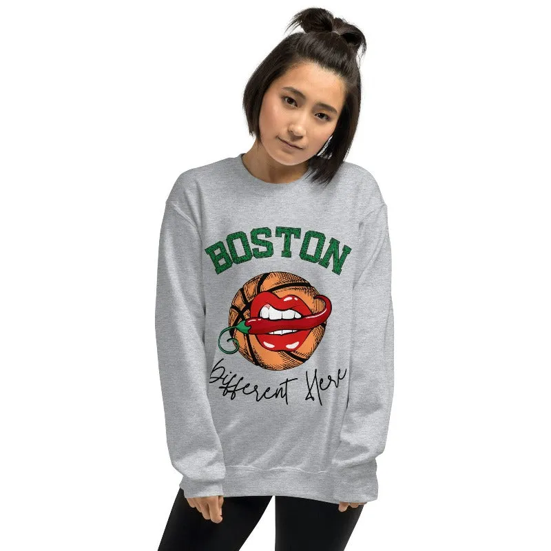 Boston Basketball Different Here Unisex Pullover Sweatshirt