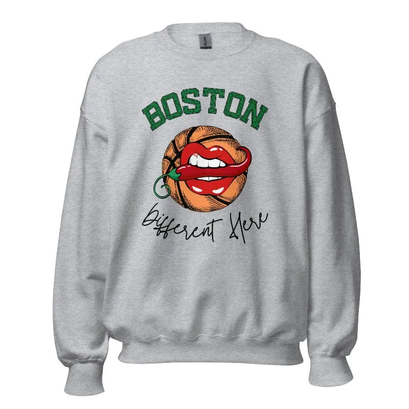 Boston Basketball Different Here Unisex Pullover Sweatshirt