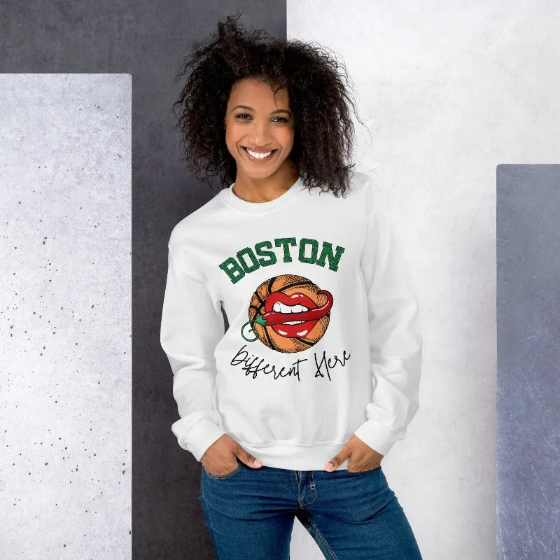 Boston Basketball Different Here Unisex Pullover Sweatshirt