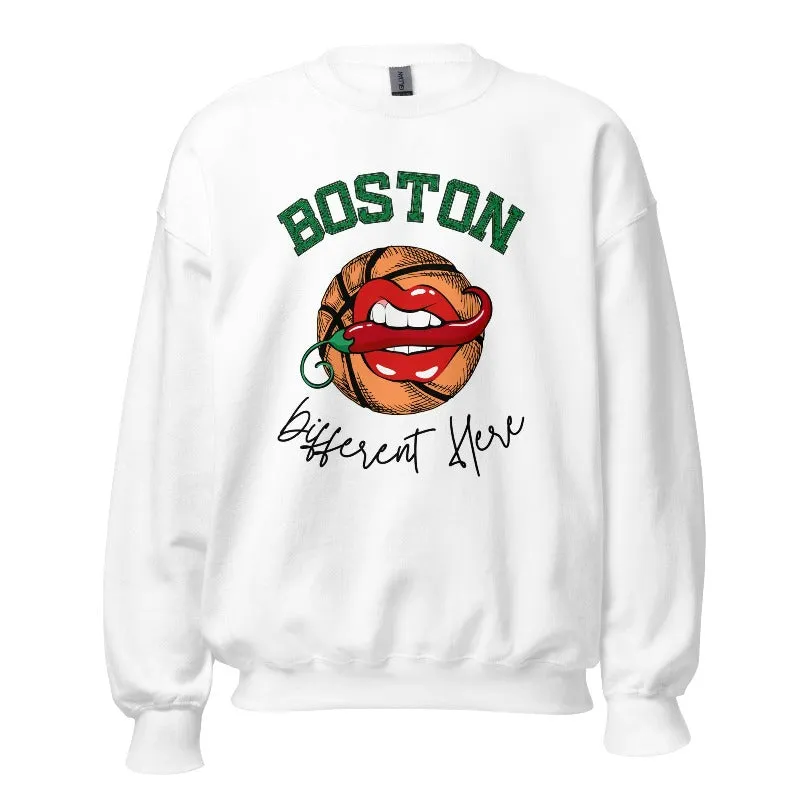 Boston Basketball Different Here Unisex Pullover Sweatshirt