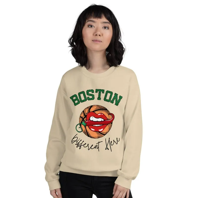 Boston Basketball Different Here Unisex Pullover Sweatshirt