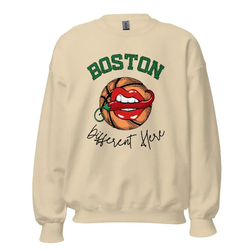 Boston Basketball Different Here Unisex Pullover Sweatshirt
