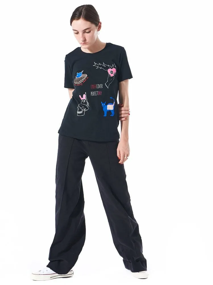 Casual French Terry Palazzo Trouser (FW16W-048 BLACK)