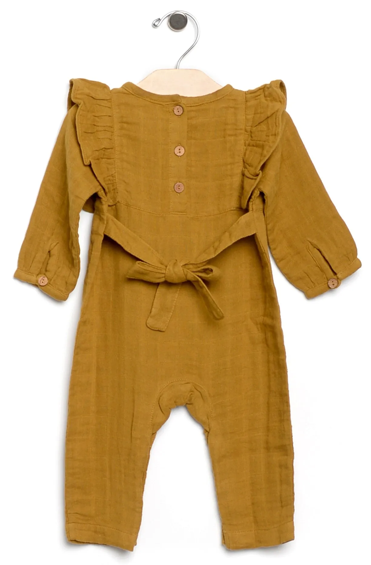 City Mouse Long Flutter Muslin Romper-Bronze