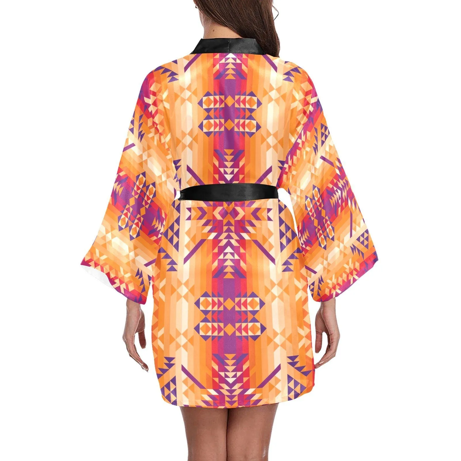 Desert Geo Long Sleeve Satin Robe