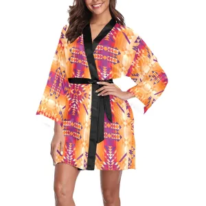 Desert Geo Long Sleeve Satin Robe