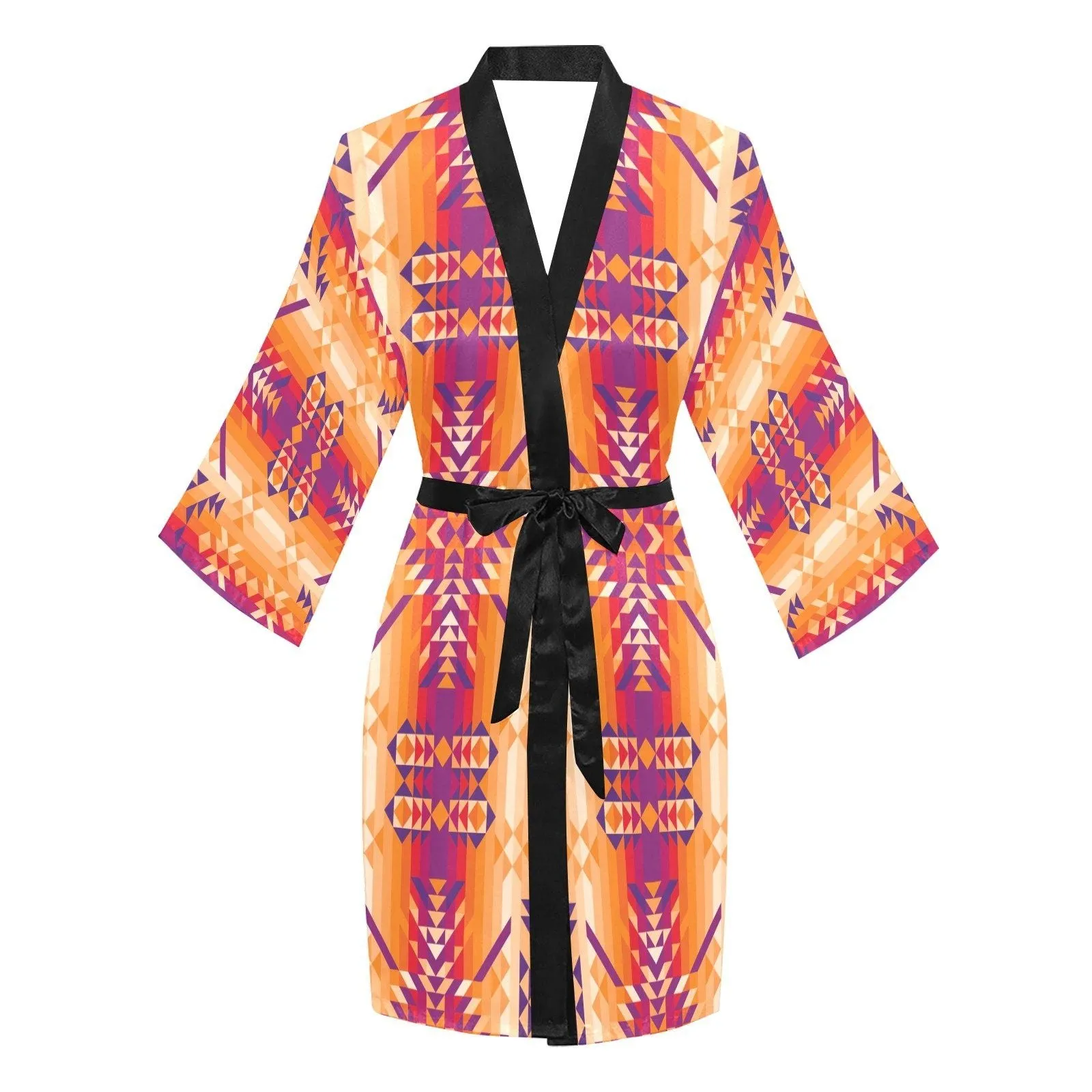 Desert Geo Long Sleeve Satin Robe