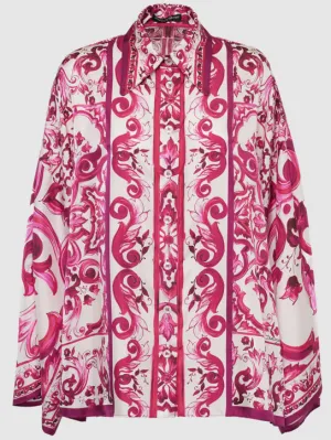 Dolce&amp;Gabbana   Maiolica print silk twill kimono shirt 
