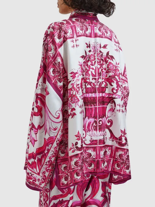 Dolce&amp;Gabbana   Maiolica print silk twill kimono shirt 