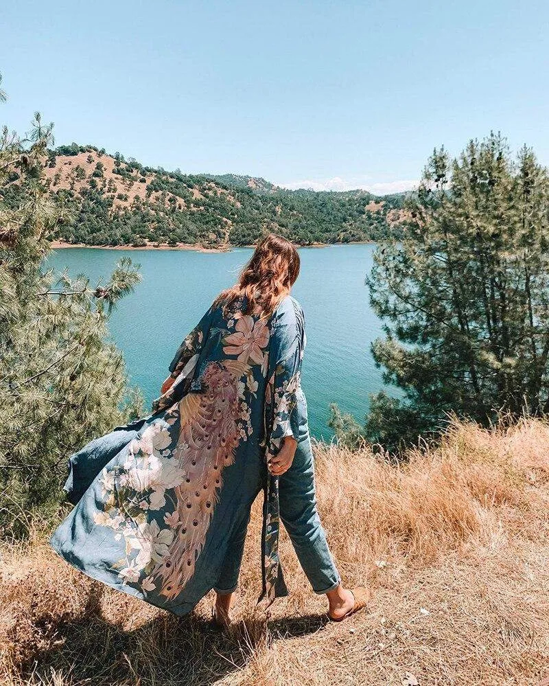 Ellie Dusty Blue Boho Kimono