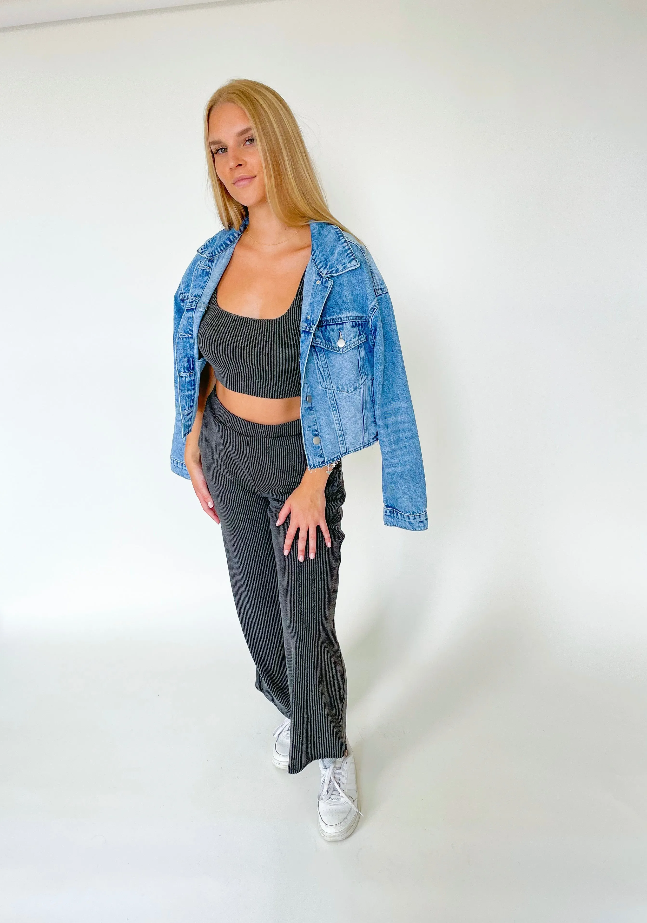 Every Day Every Night Night Crop Denim Jacket