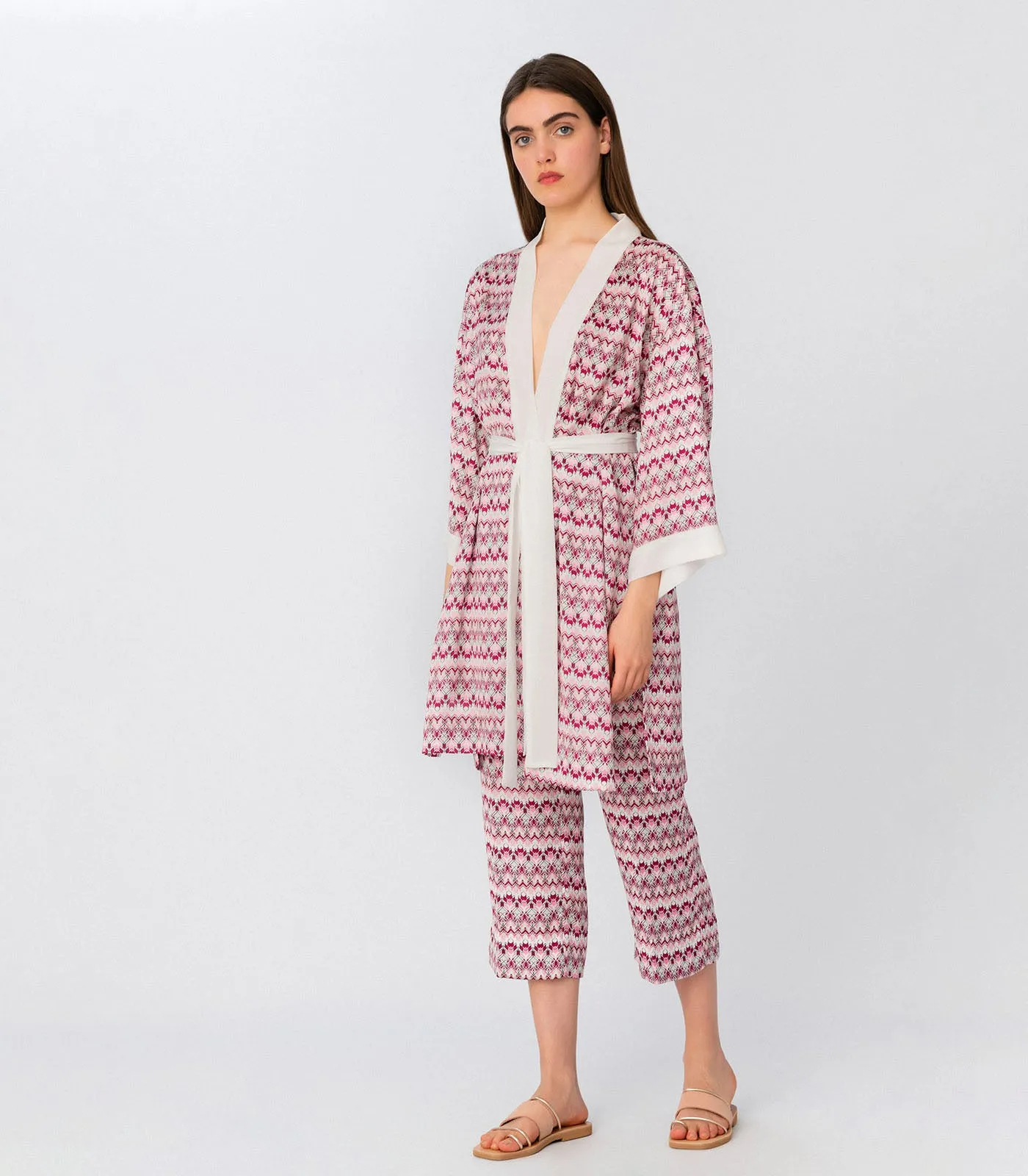 Fantasy-Print Kimono Pink