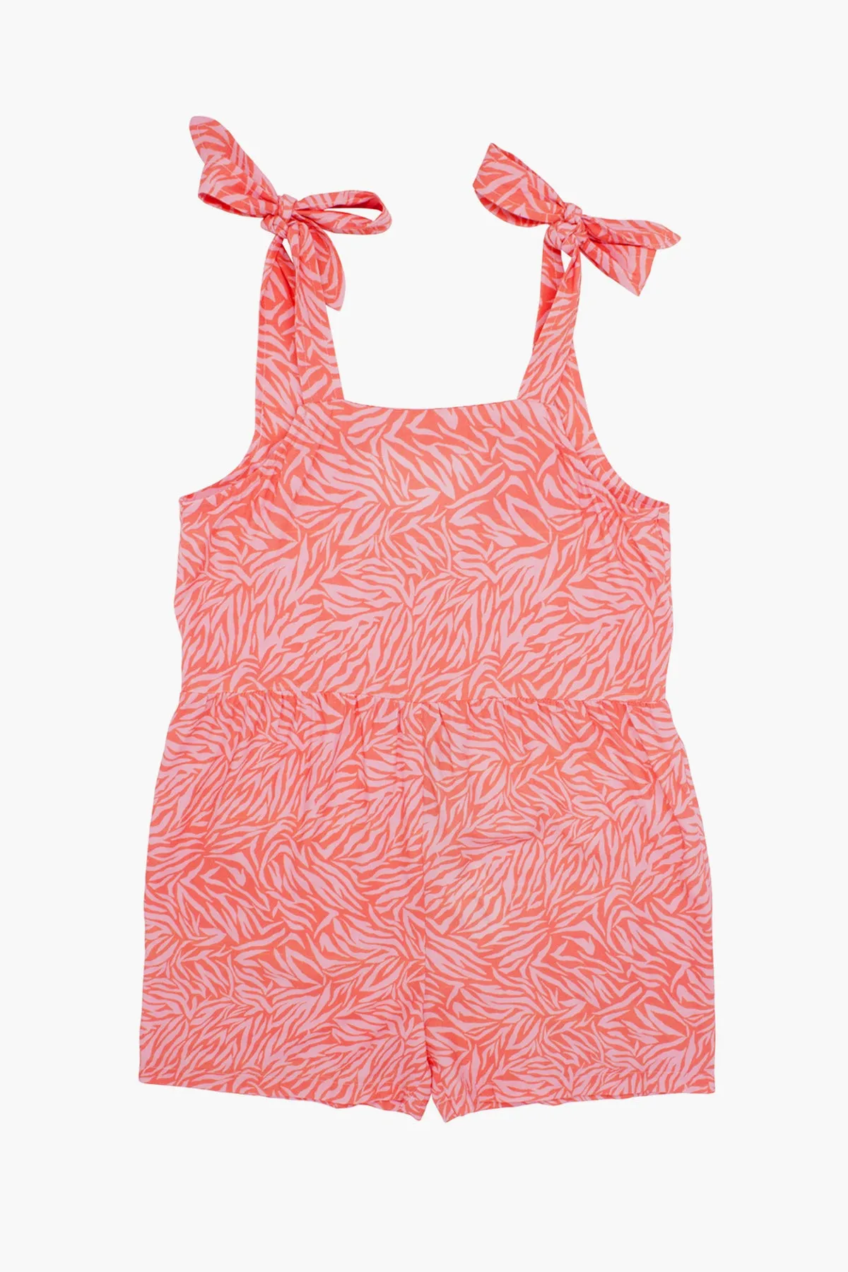 Feather 4 Arrow Beach Daze Girls Shorts Romper - Coral Crush