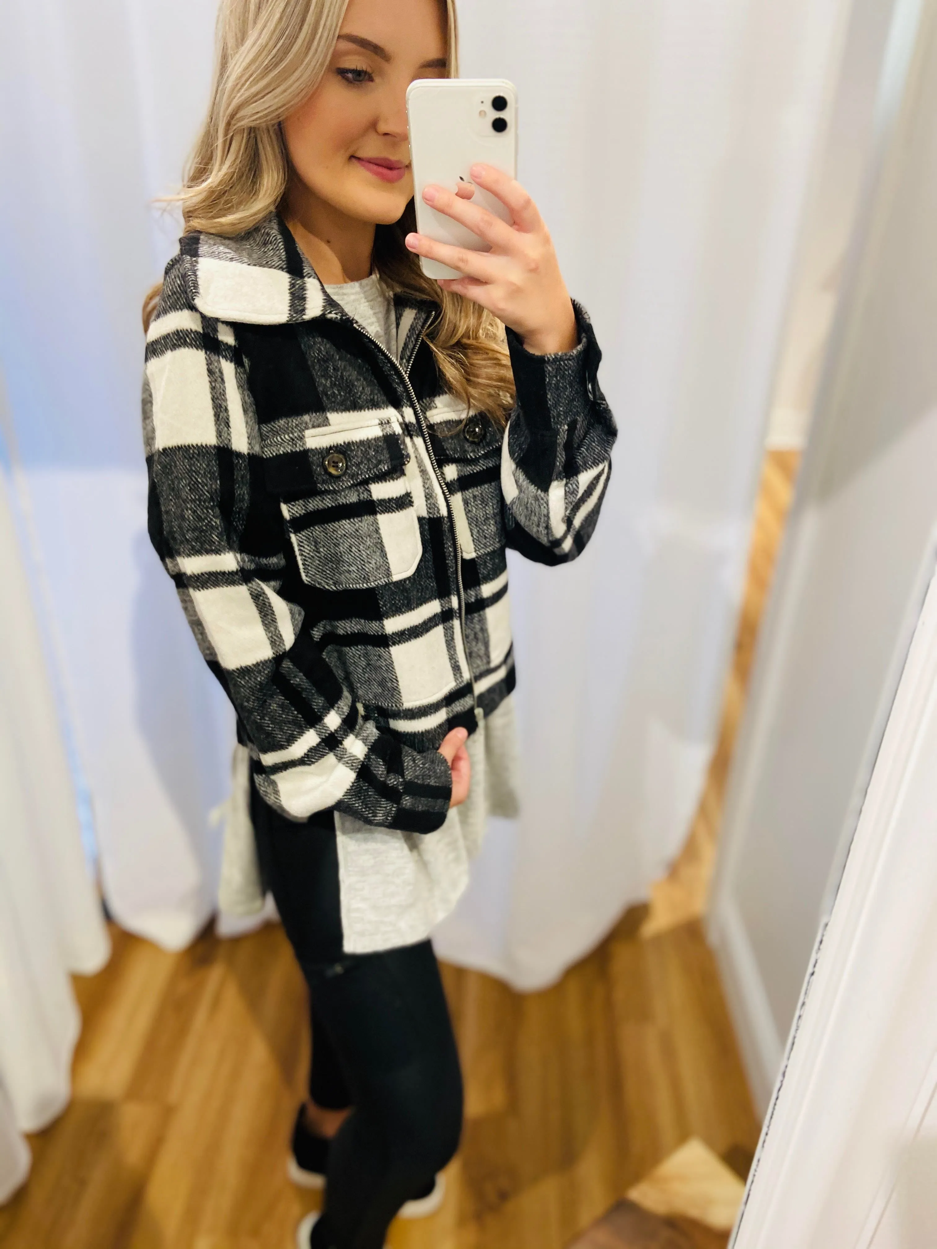 Forever Fall Plaid Jacket // Black