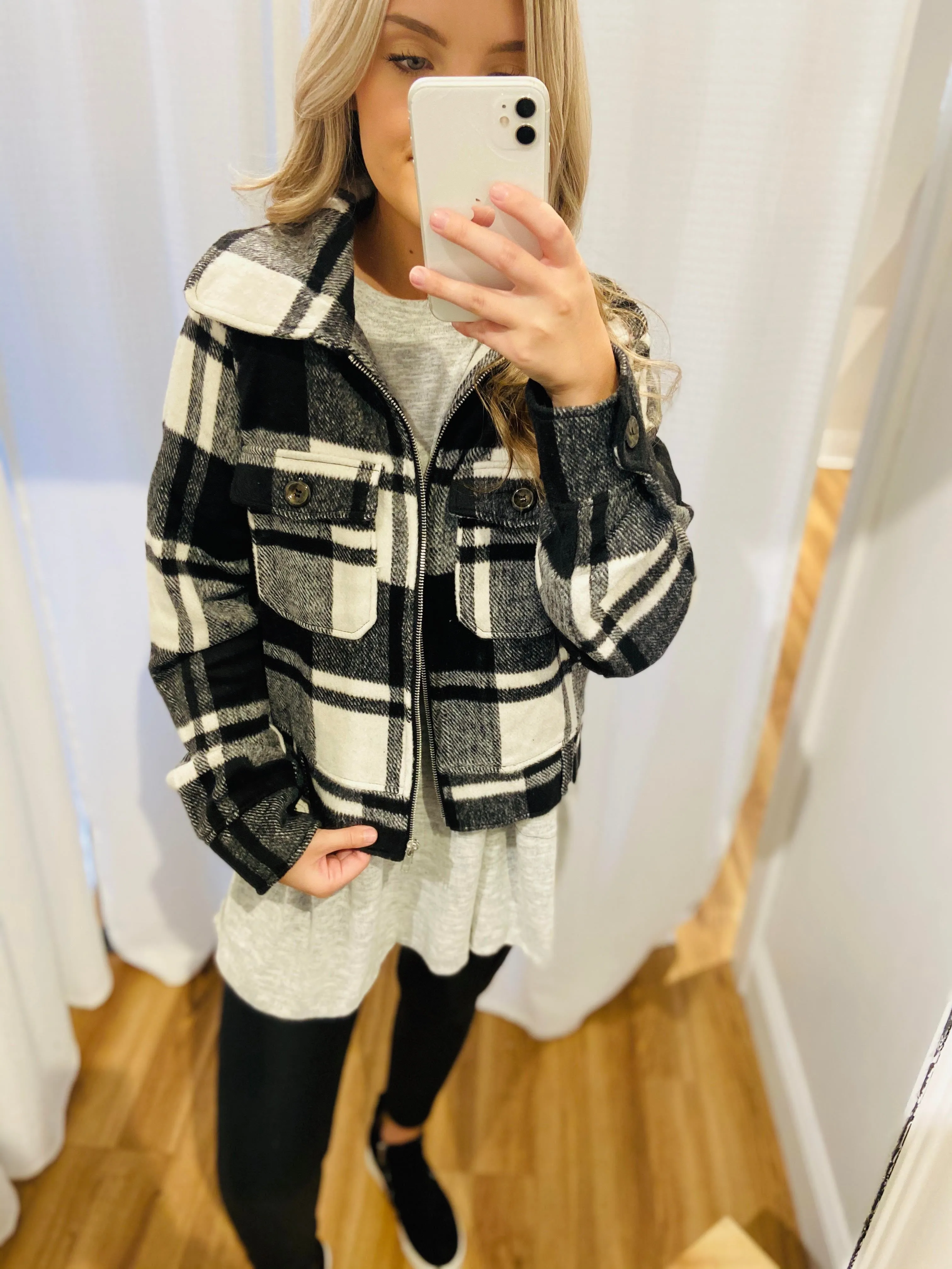 Forever Fall Plaid Jacket // Black