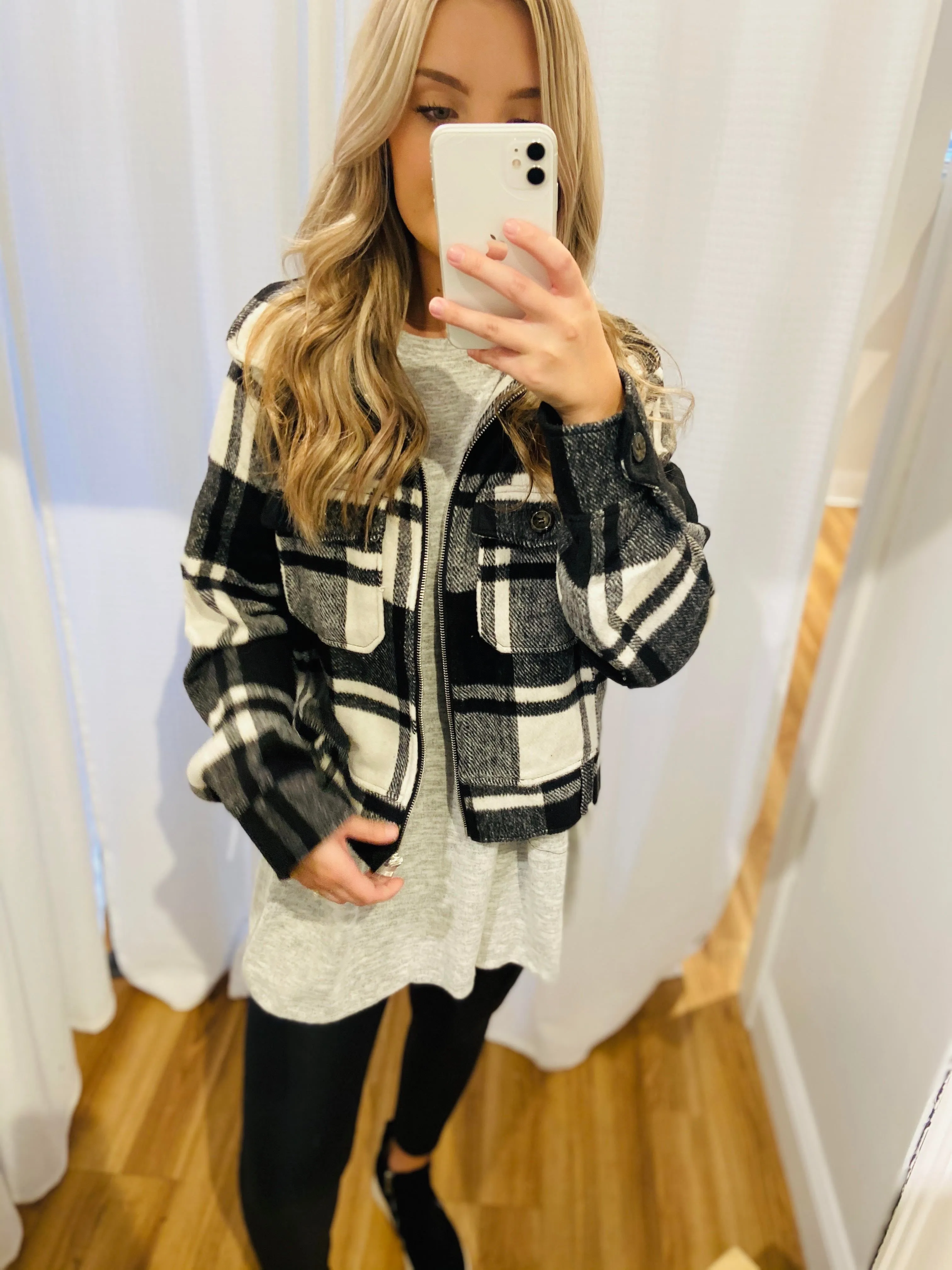 Forever Fall Plaid Jacket // Black