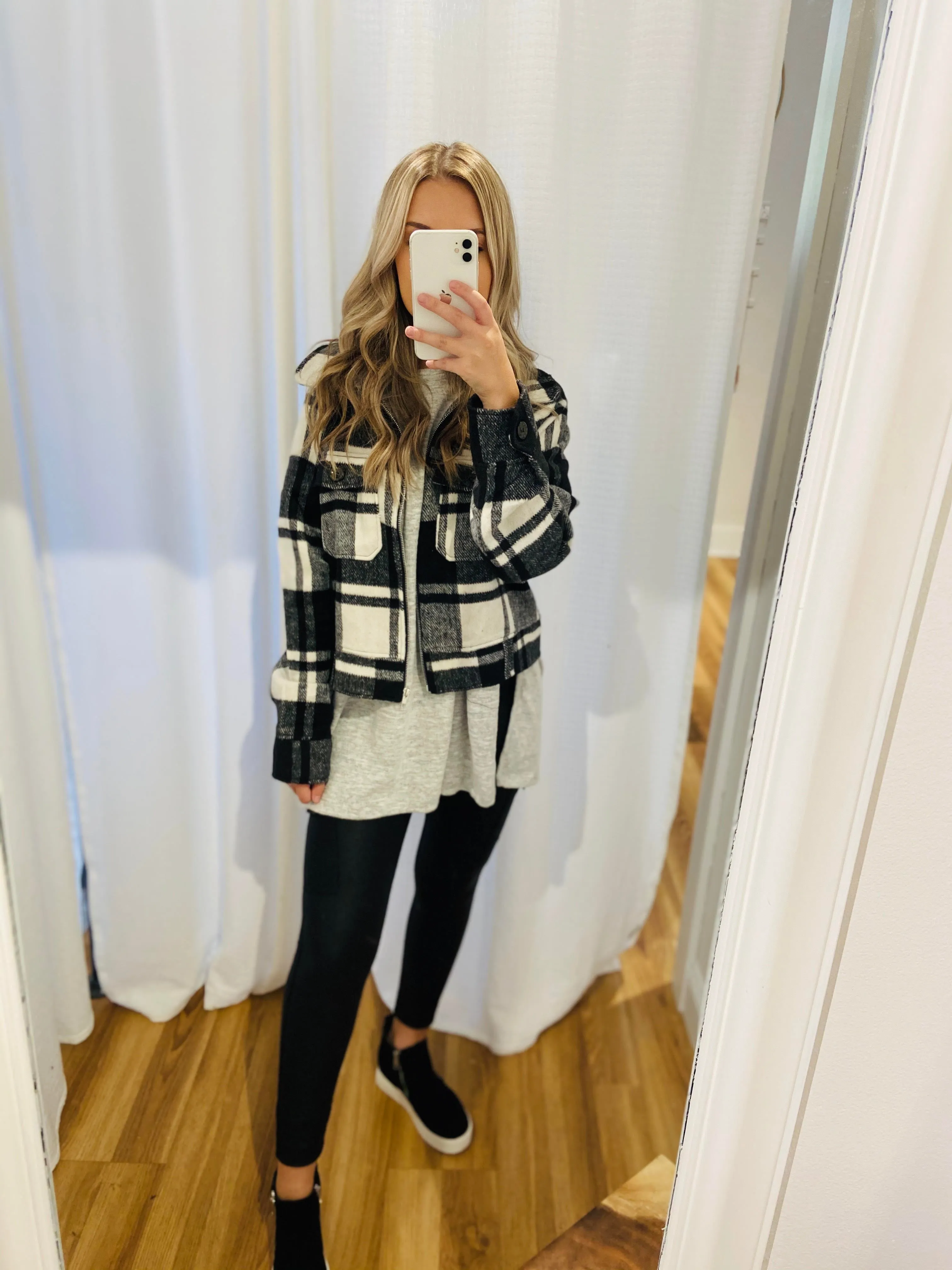 Forever Fall Plaid Jacket // Black