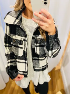 Forever Fall Plaid Jacket // Black
