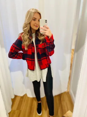 Forever Fall Plaid Jacket // Red
