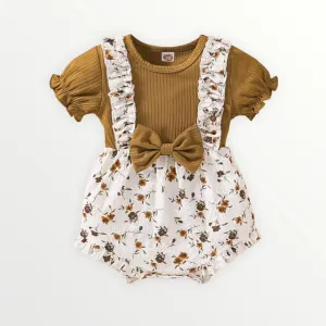 Freya | Floral  Romper - Brown