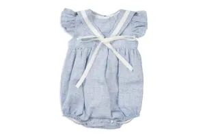 Girl Light Blue Linen Romper
