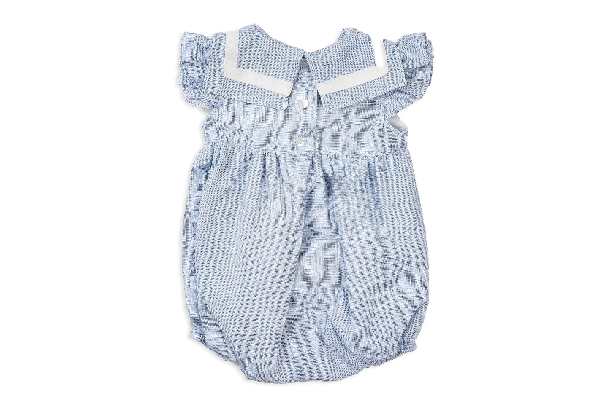 Girl Light Blue Linen Romper