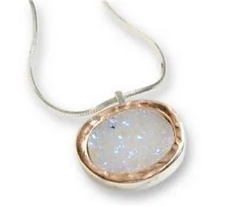 Hadar Designers 9k Yellow Gold 925 Silver Opal Druzy Earrings Handmade Israeli Jewelry