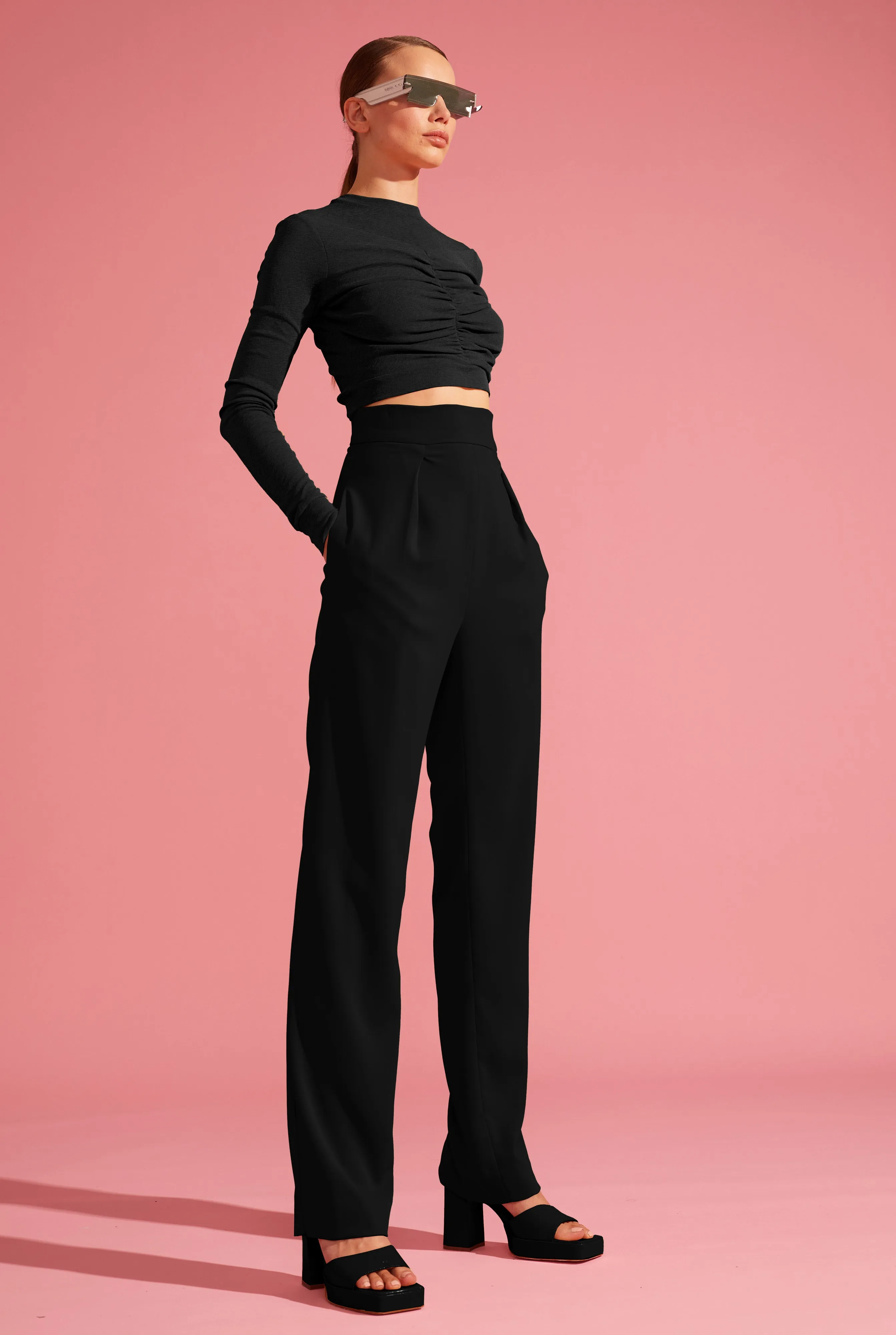 High-Waist Tapered Trousers