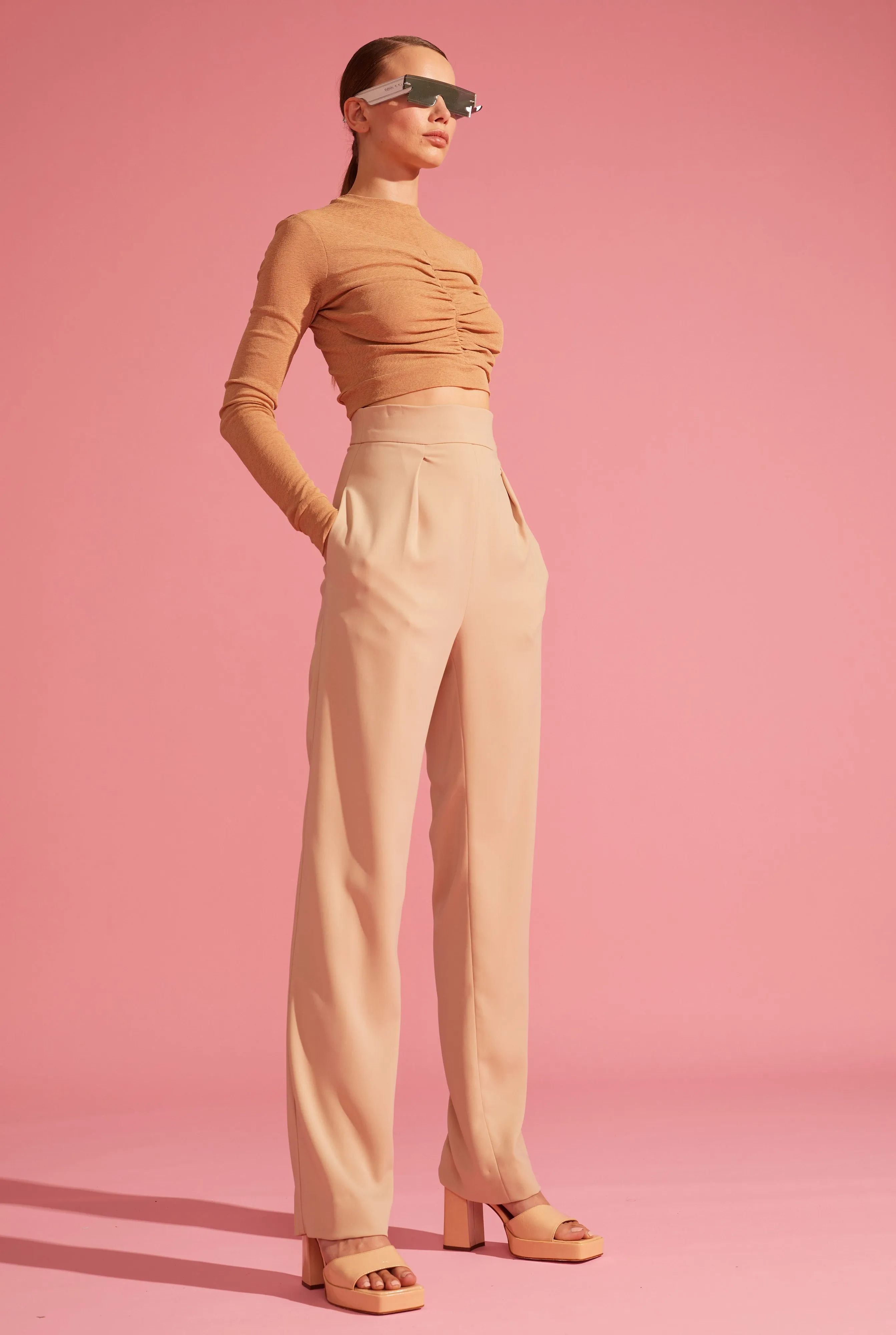 High-Waist Tapered Trousers