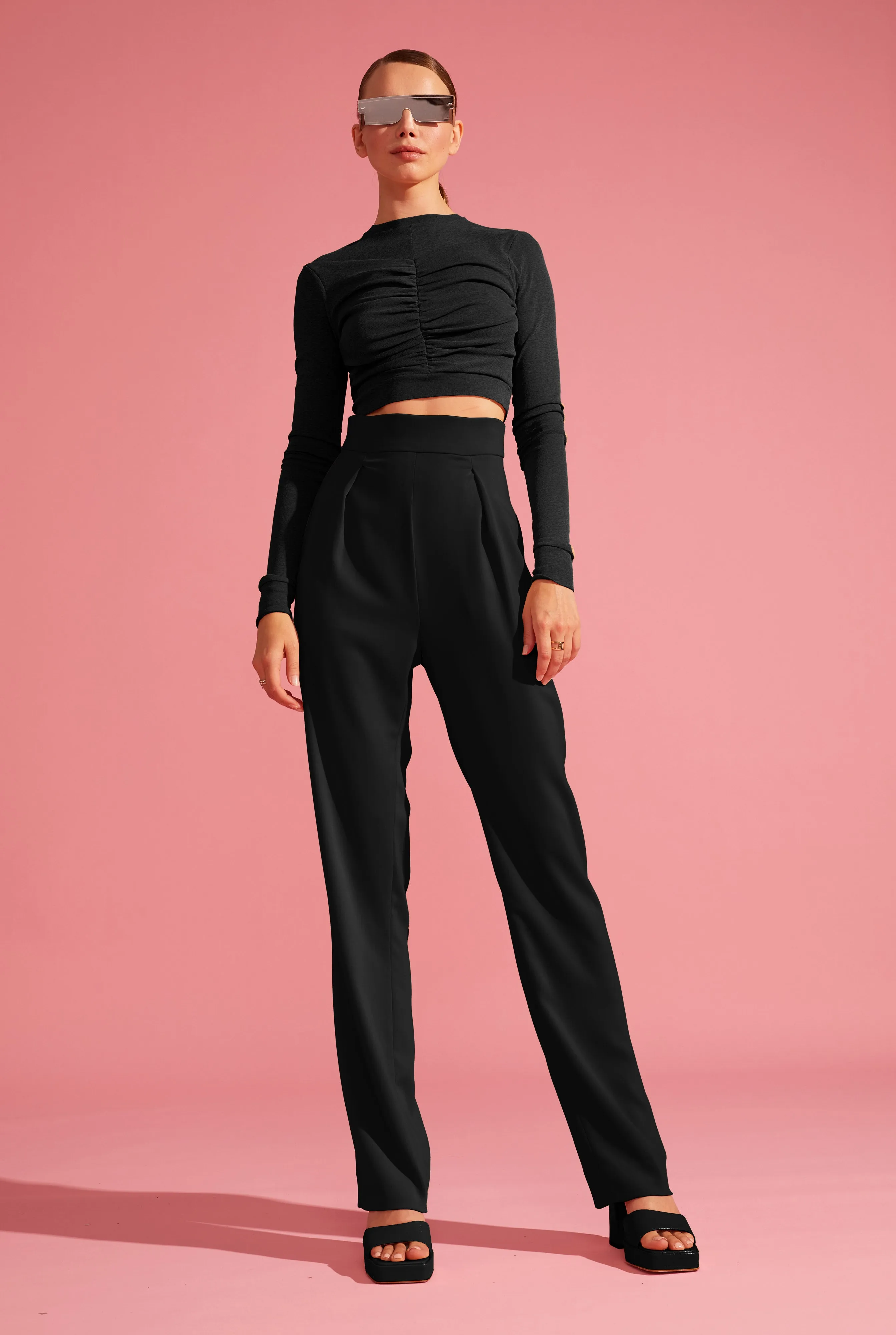 High-Waist Tapered Trousers