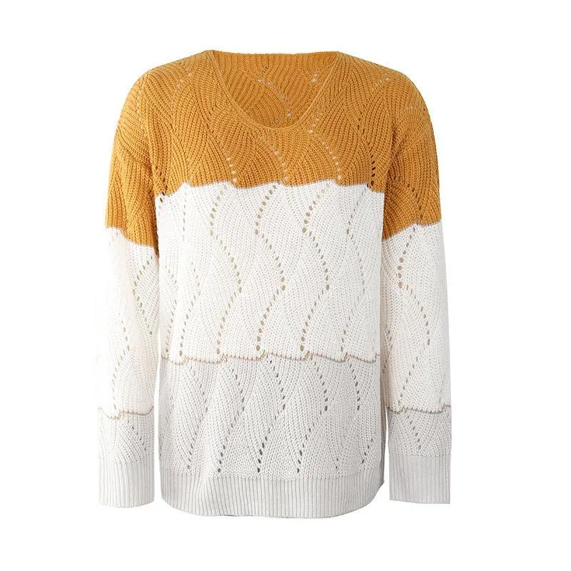 Hollow Women Patchwork Sweater