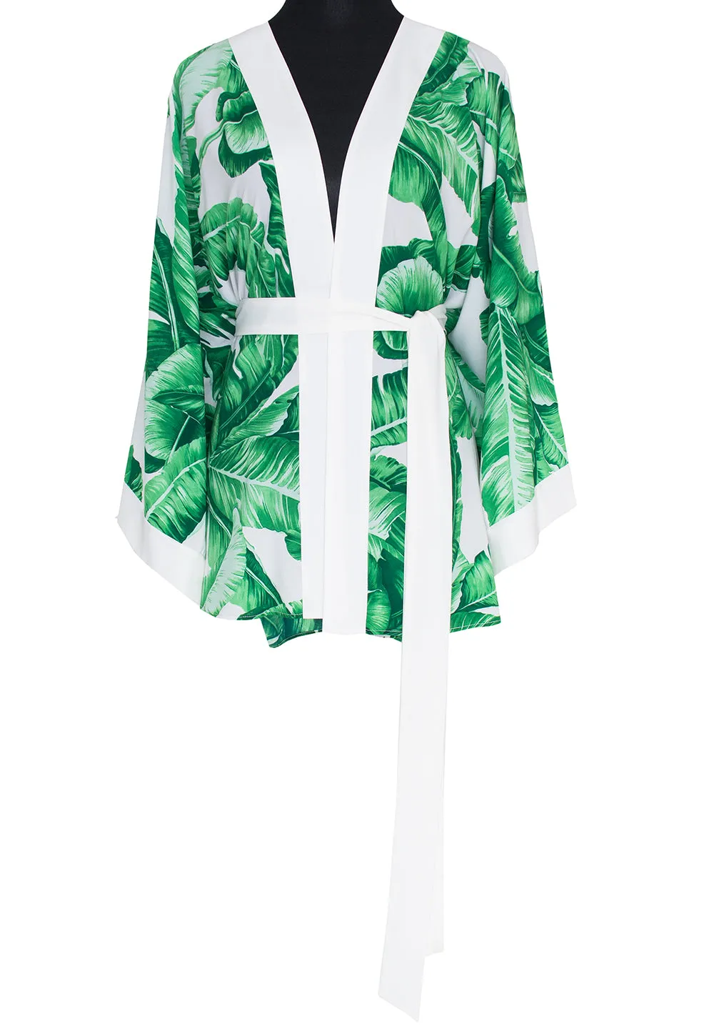Jungle - Green Palm Kimono (Off-White)