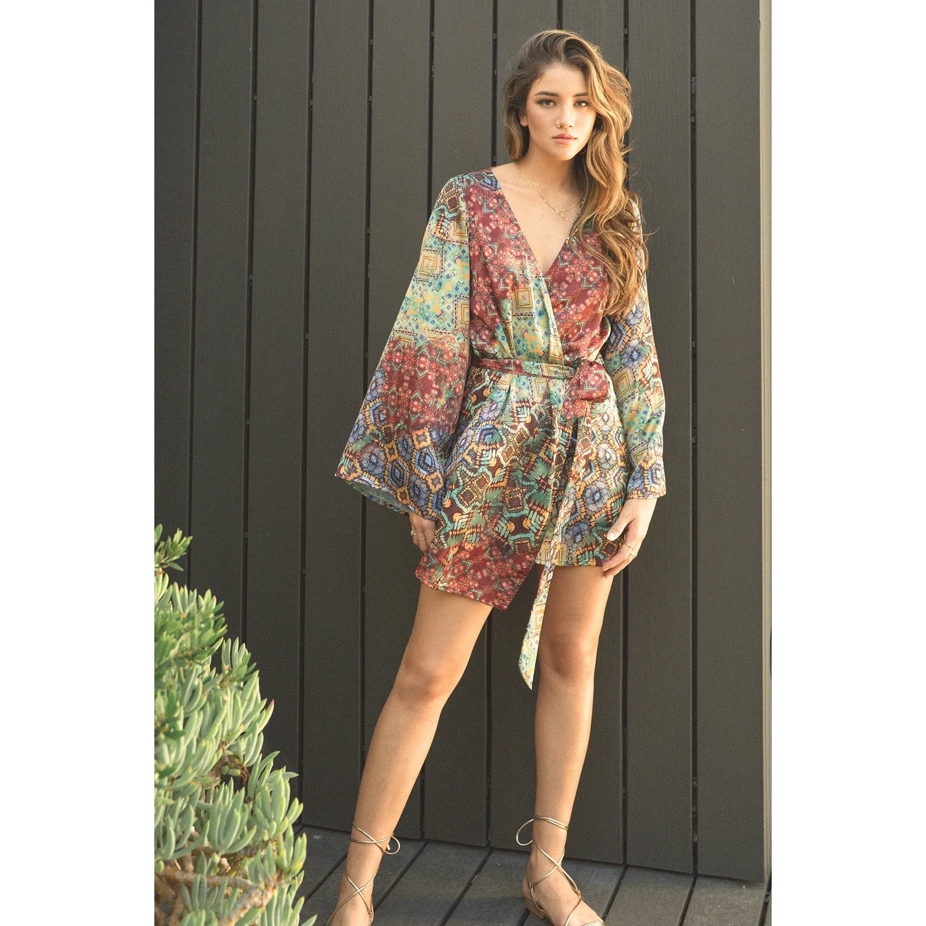 Kaleidoscope Kimono Mini Wrap Dress
