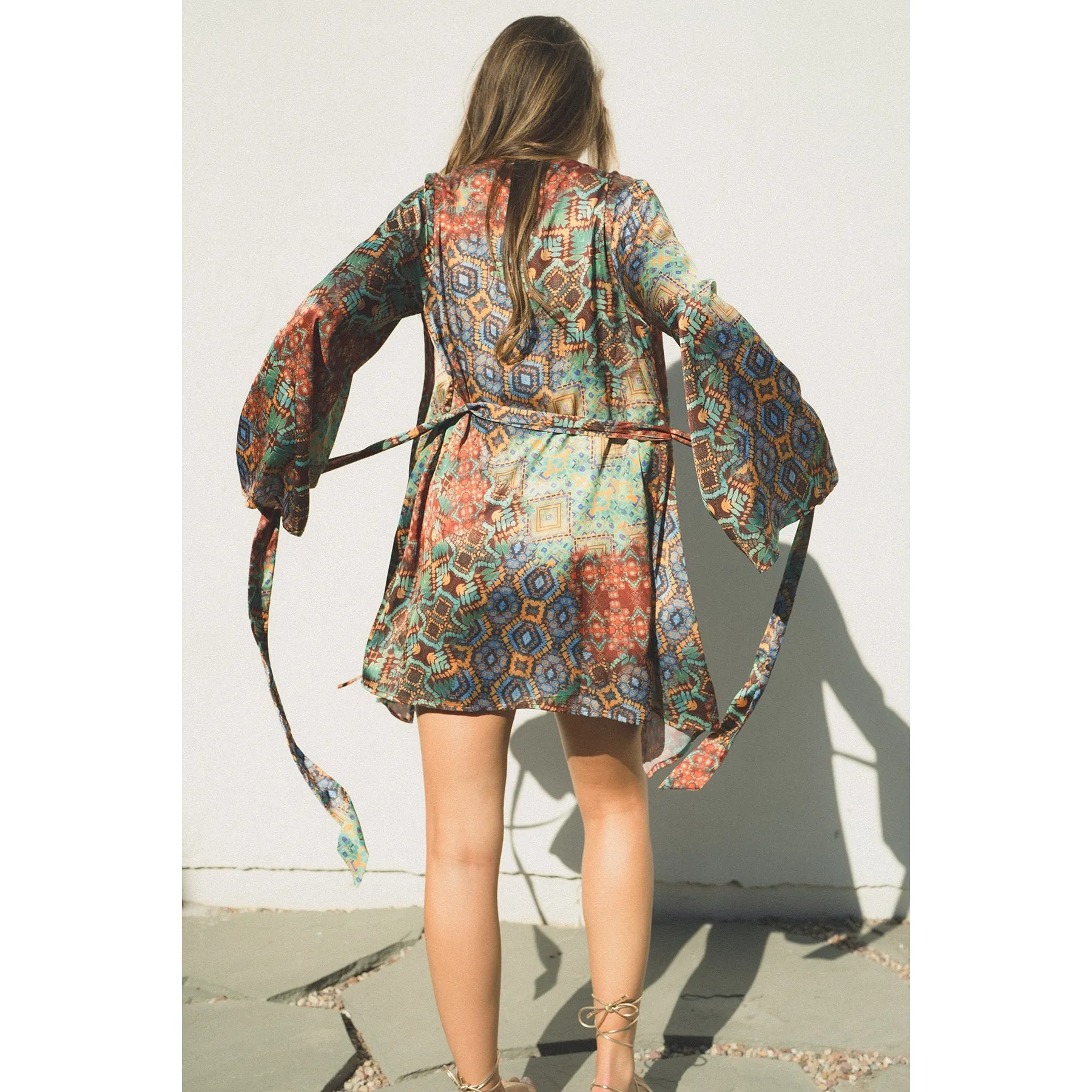Kaleidoscope Kimono Mini Wrap Dress